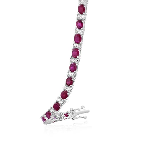 Ruby and Diamond Tennis Bracelet Natural Diamond Luxury