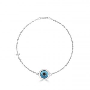 Evil Eye and Cross Design Bracelet with Cubic Zirconia's.
