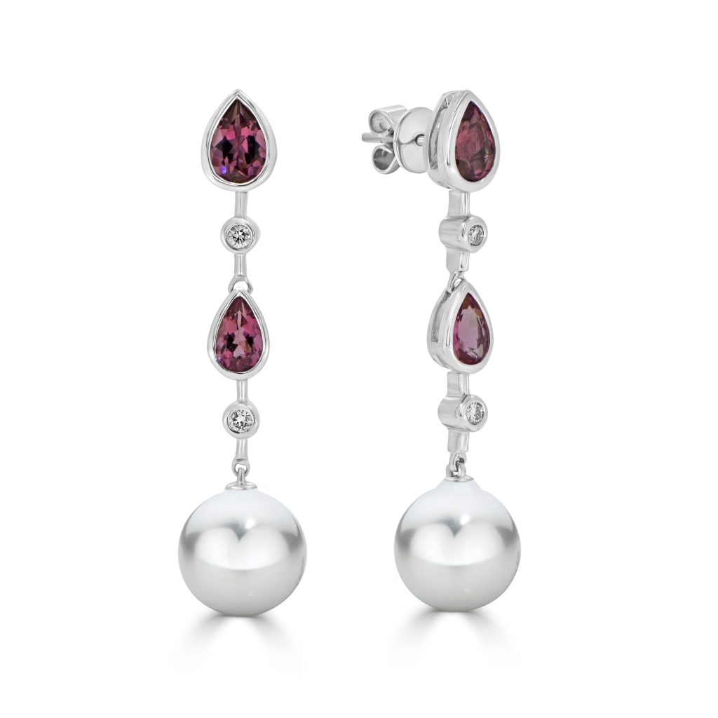 Ruby and Pearl Drop Earrings