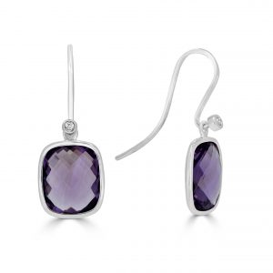 Amethyst Earrings with Diamonds