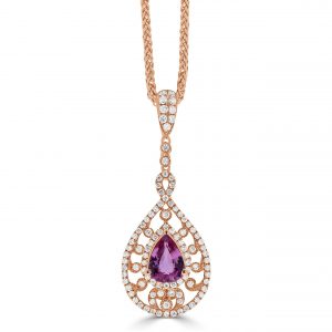 Pear Shape Pink Sapphire Pendant with a Halo