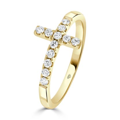 Round Diamond Cross Ring