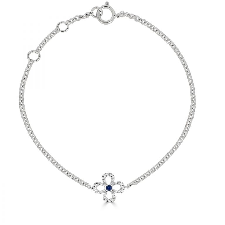 Flower Design BraceletClover Shaped Diamond Bracelet
