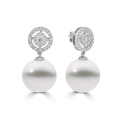 Pearl and Diamond Drop Earrings