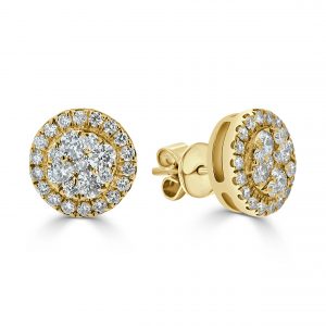 Yellow Gold Circular Cluster Design Studs