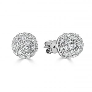 Large White Gold Domed Diamond Stud