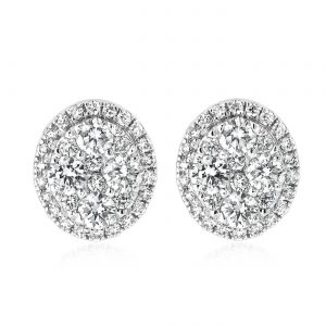 Diamond Stud Earrings Half Carat, Cluster in White Gold