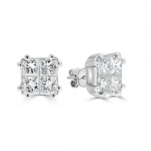 White Gold Princess Diamond Studs