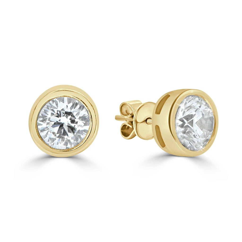 Round Diamond Bezel Studs