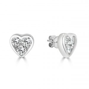 Brilliant Cut Diamond Heart Studs