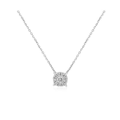 Diamond cluster gold necklace