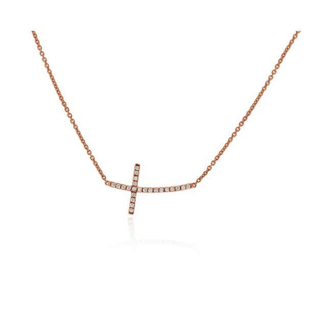 Rose Gold Cross with Round Brilliant DiamondsDiamond and Gold Cross Pendant