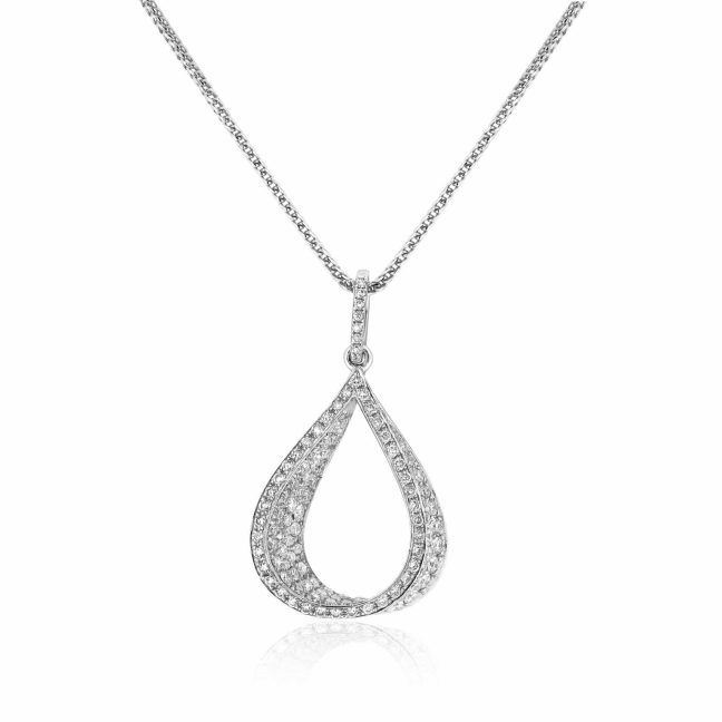 Pavé Diamond Teardrop PendantTeardrop diamond white gold