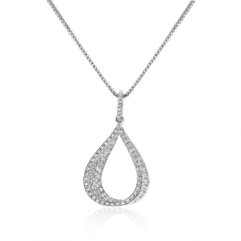 Pavé Diamond Teardrop PendantTeardrop diamond white gold