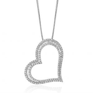 Baguette Diamond Heart Pendant