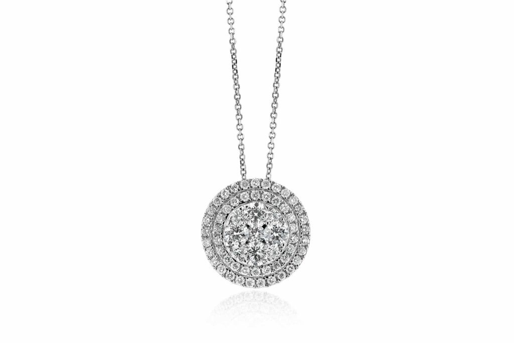 Round Diamond Pendant with Double Halo