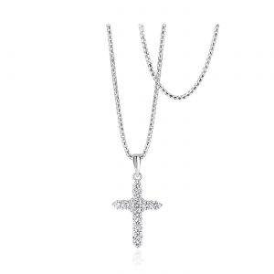 White Gold Cross Pendant Natural Diamonds in 18kt Gold