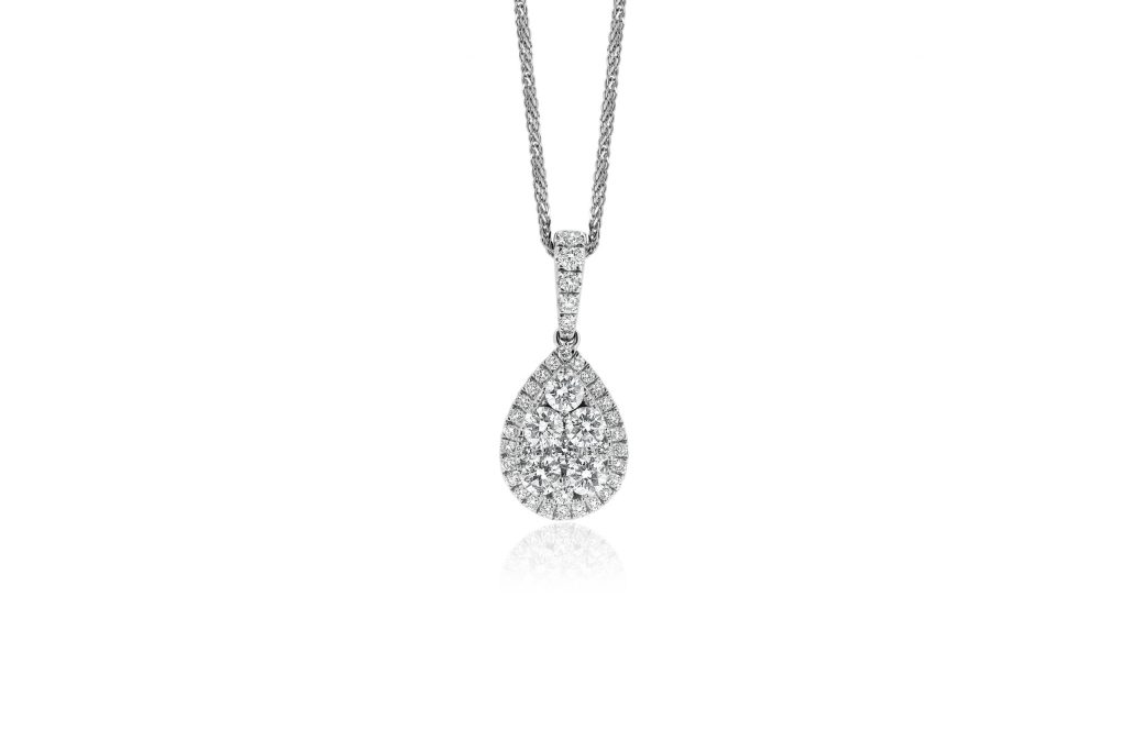 Round Diamond Tear Drop Pendant