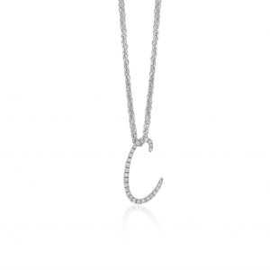 Round Brilliant Diamond Pendant Initial C