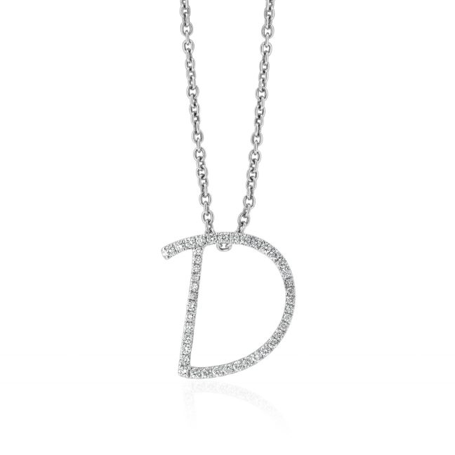 Round Brilliant Diamond Pendant Initial DRound Diamond D Letter Pendant