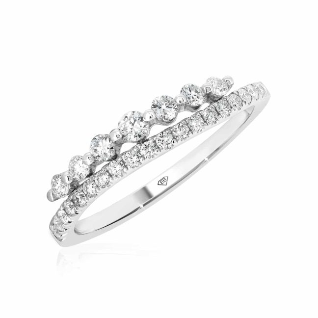White Gold Diamond Ring Wave DesignRound Diamond Wedding Band in Gold