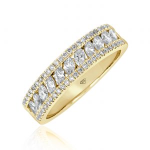 Round and Marquise Diamond Wedding Band