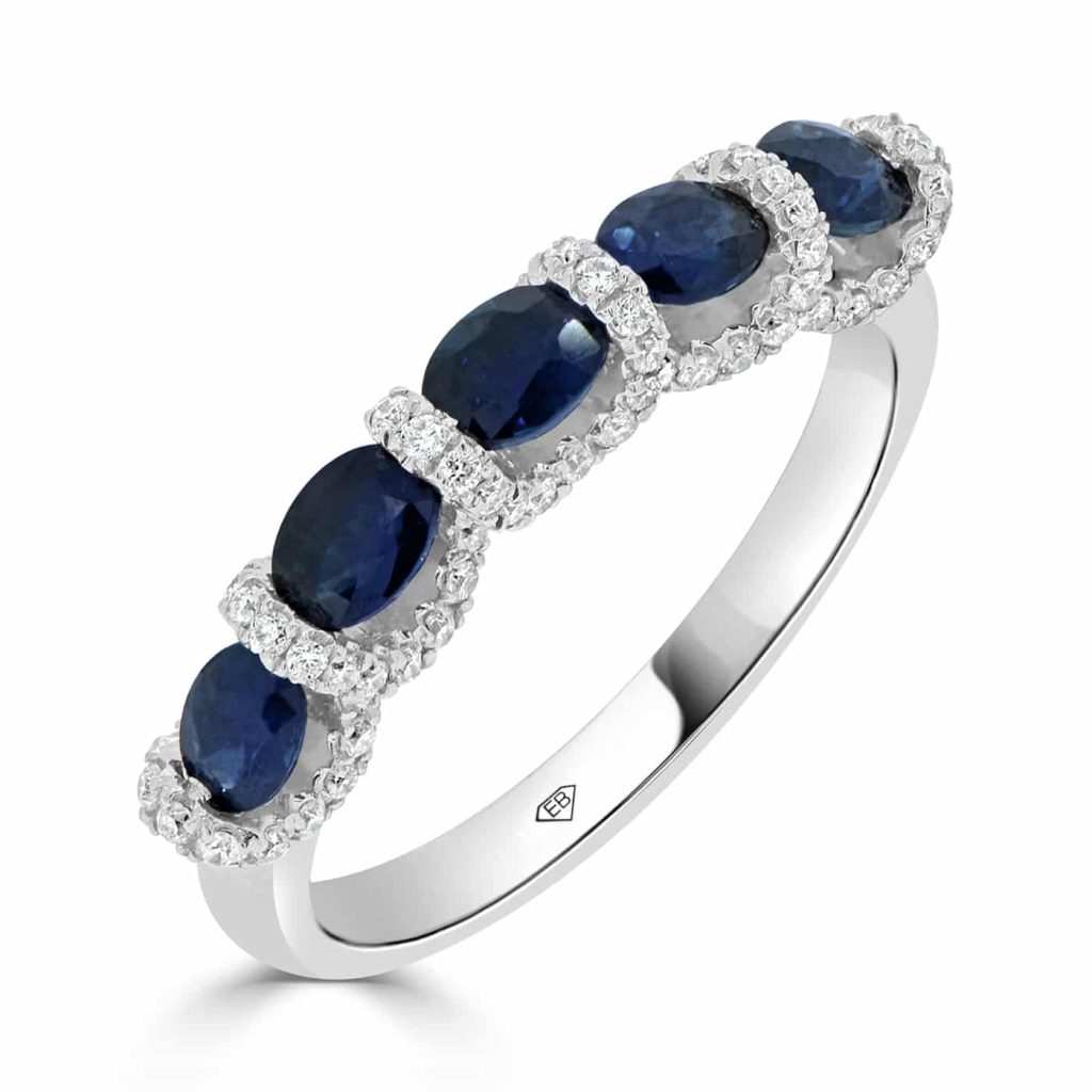 Oval Blue Sapphire and Diamond Ring