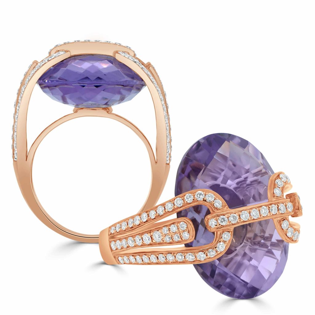 Amethyst ring in rose gold