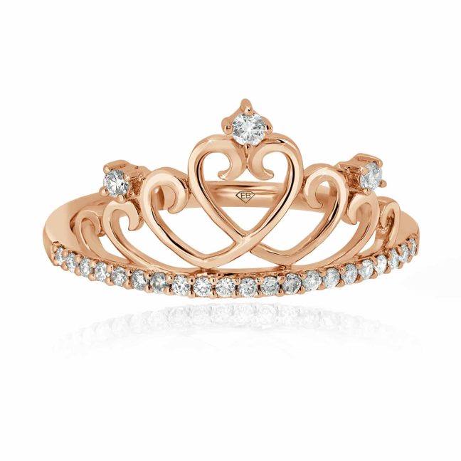 Princess Tiara Diamond RingRound Diamond Crown Ring