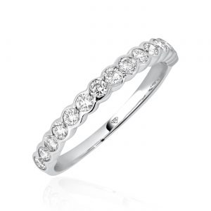 White Gold Invisible Bezel Setting Wedding Band