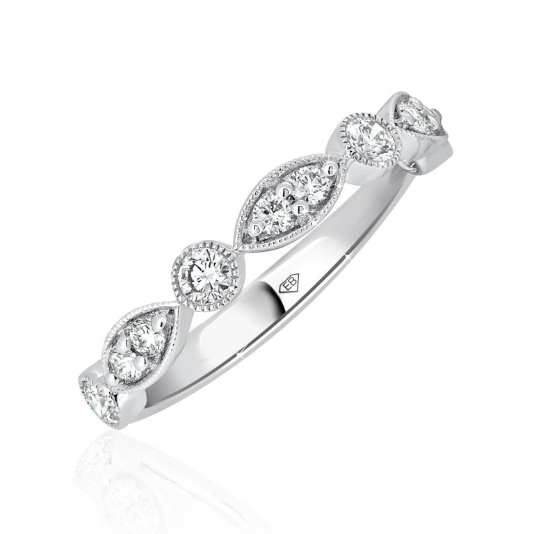 Round Leafy Milgrain Wedding Ring