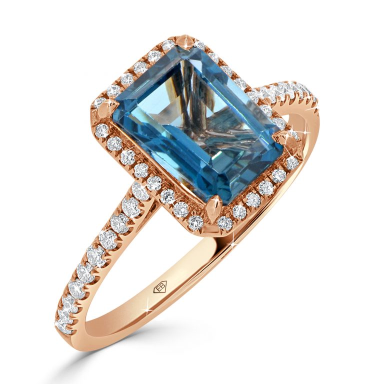 Topaz And Diamond Engagement Ring with halo