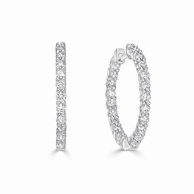 Half Flipped Brilliant Cut Diamond EarringsRound Diamond Hoop Earrings