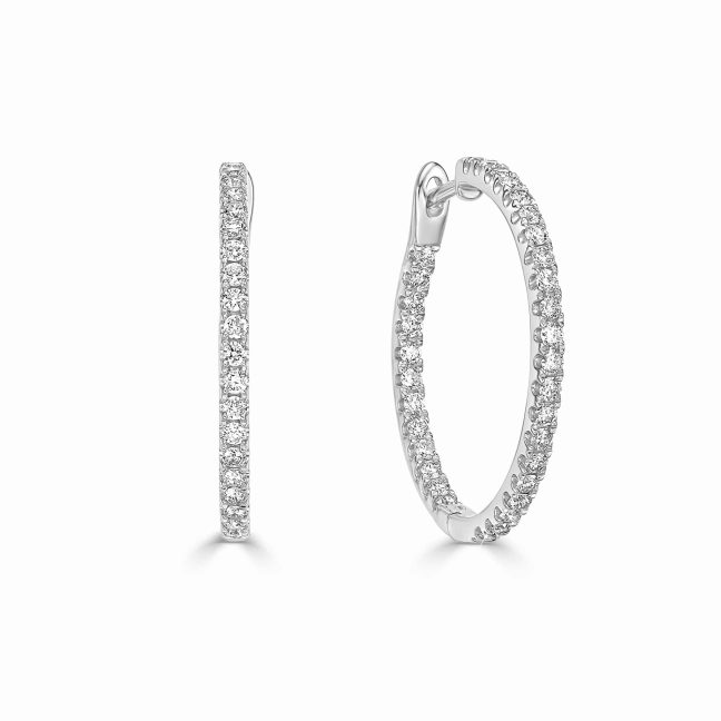 Brilliant Cut Diamond Flipped Mini Hoop EarringsRound Diamond Hoop Earrings