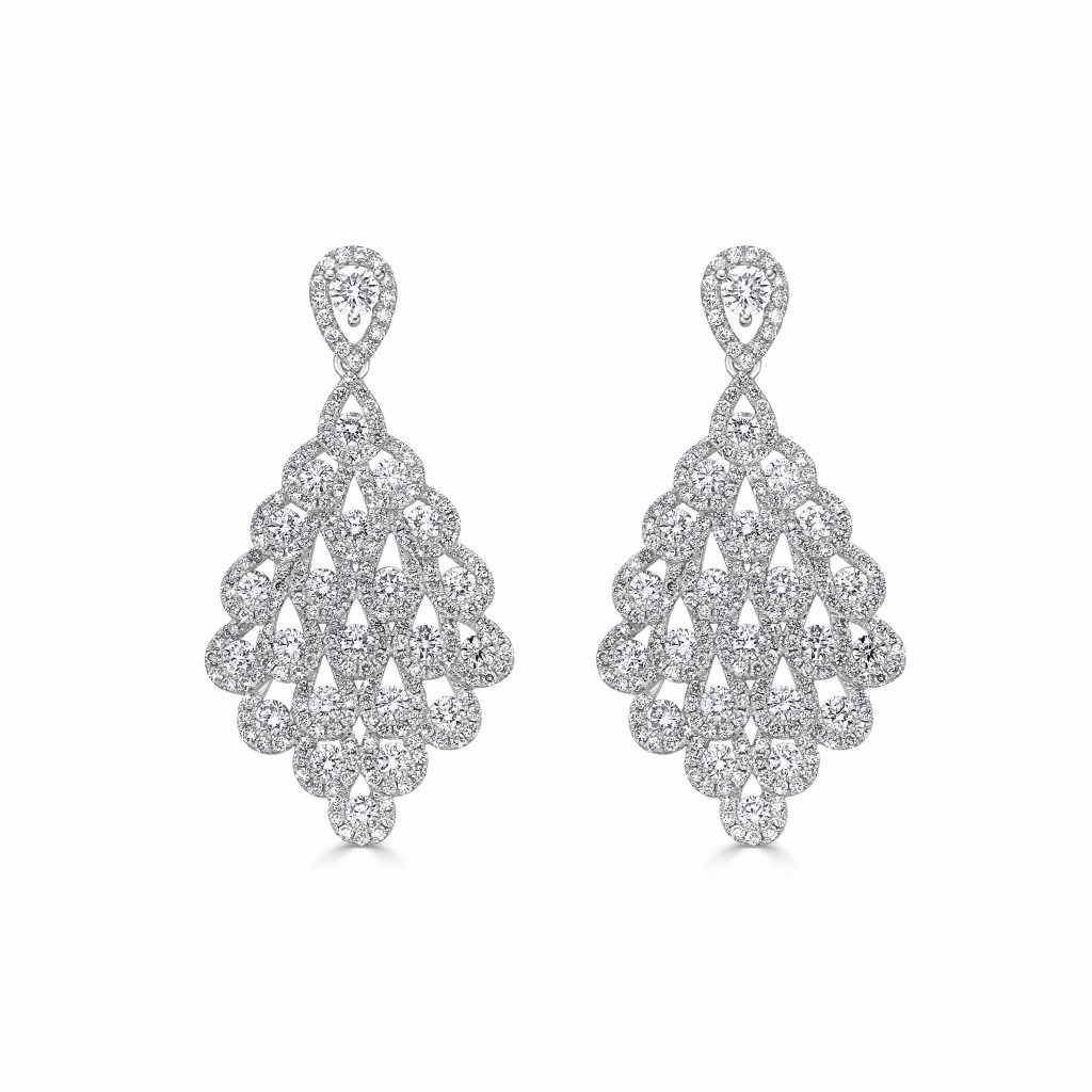Round Diamond Drop Earrings