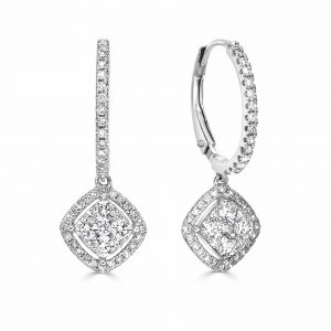 Cushion Halo Drop Earrings