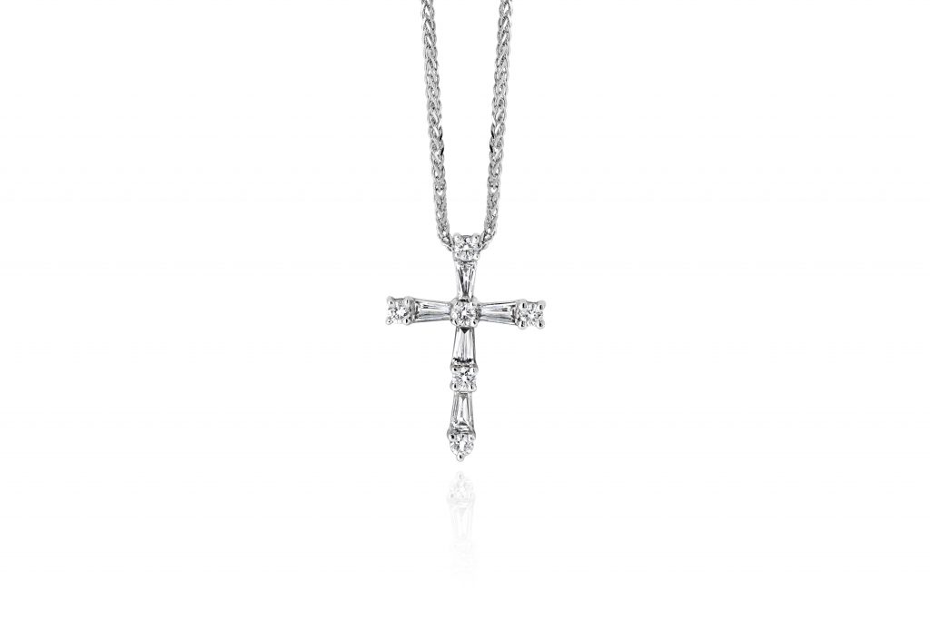 Diamond and White Gold Cross Pendant