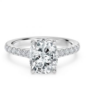 Rectangular Cushion Diamond Engagement Ring with Halo