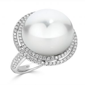 Pearl Double Halo Set In Pave