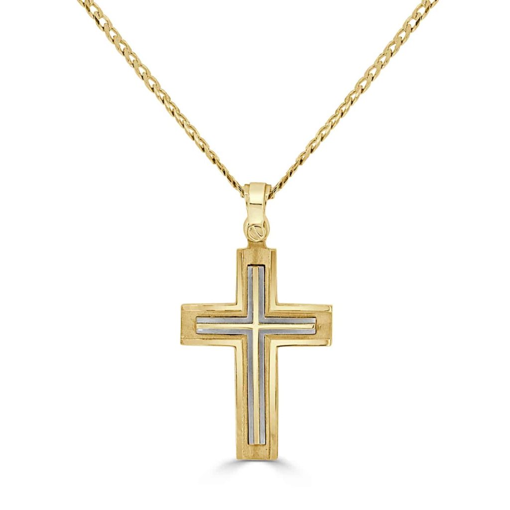 Yellow and White Gold Cross Pendant