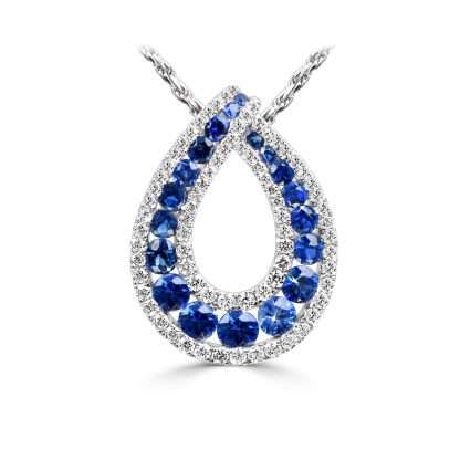 Drop Sapphire and Diamond Pendant