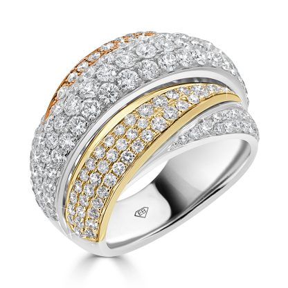 Three Tone Gold Diamond Dress Ring