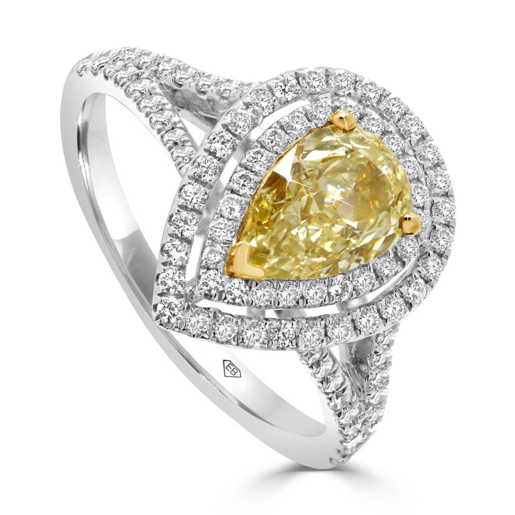 Pear Cut Yellow Diamond Engagement Ring