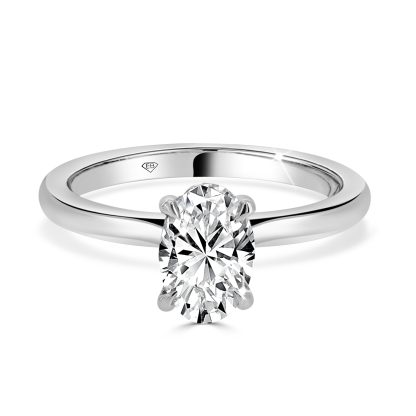 Oval Cut Engagement ring with hidden halo