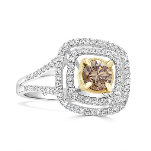 Champagne Ring Natural Diamond in 18kt White & Yellow Gold