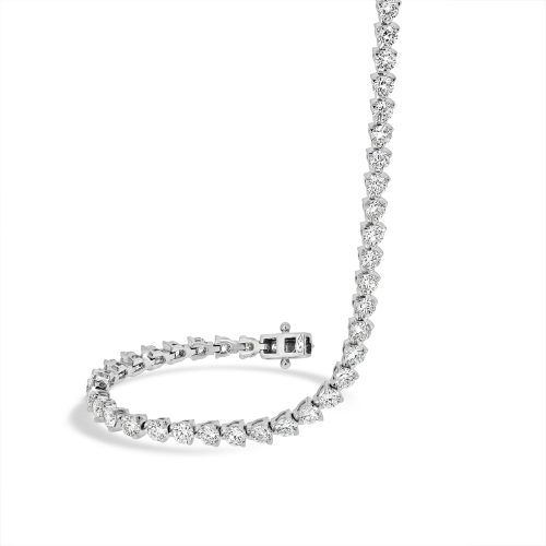 Three Claws Round Brilliant Cut Diamond Tennis Bracelet