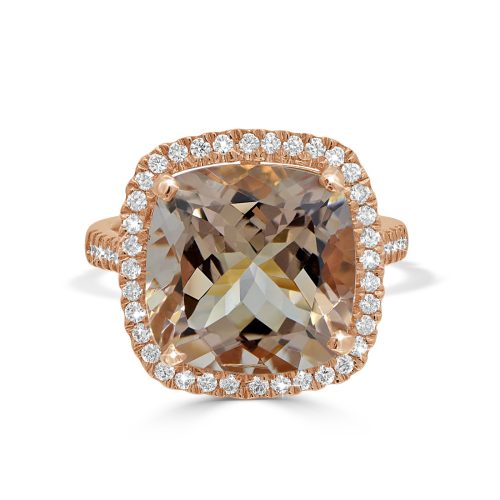 Rose Gold Cushion-Cut Morganite Ring