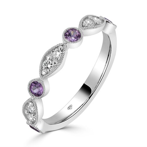 Diamond Wedding Ring with Pink Sapphires – A Timeless Choice