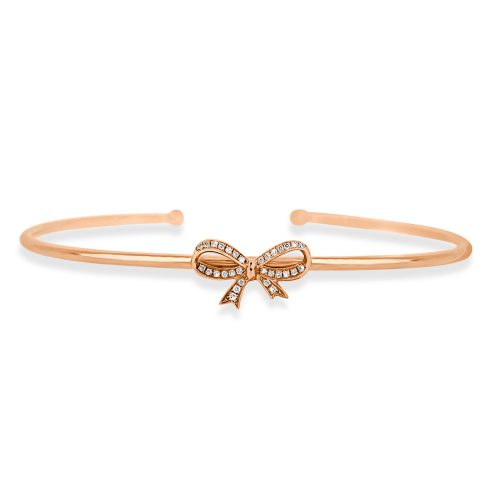 Rose Gold Bow Bangle with Diamonds