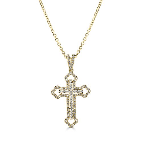 Diamond Orthodox Cross Necklace in 18kt Gold